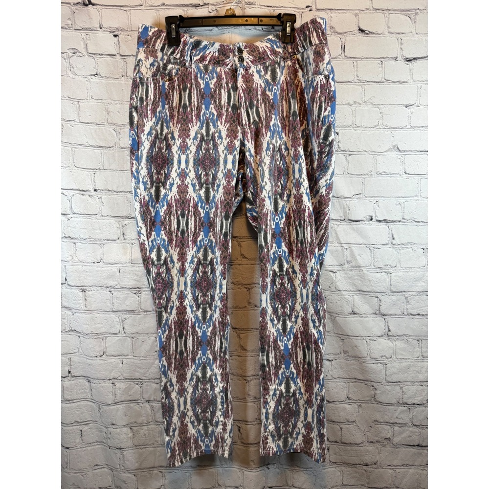 Ashley Stewart sz 16 Printed Stretch Casual Jeans Abstract Multicolor‎ Womens